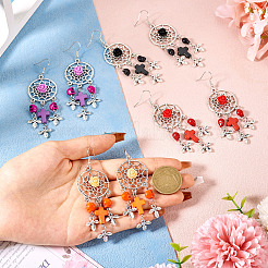 Серьги с подвесками из смолы и синтетической бирюзы EJEW-TAC00014