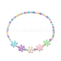 Collane in capretto elasticizzato in acrilico opaco fiori&nbsp;NJEW-JN03972