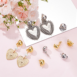 32 шт. 2-х цветная полукруглая латунная фурнитура для сережек-клипс KK-SC0004-21