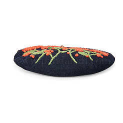 コーデュロイのレディースイブニングバッグ  刺繍ミルクの綿の花  合金の花の財布のフレームハンドル  合金ツイストカーブチェーン  ブラック  210mm&nbsp;JBG008D-01
