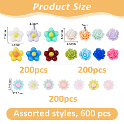 600 Stück 3 Arten undurchsichtige Harz Cabochons&nbsp;CRES-FH0001-22