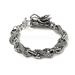 Bracciale da uomo a catena a maglie infinite in lega con chiusura a testa di drago&nbsp;BJEW-A129-06AS