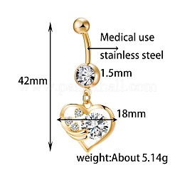 Латунное кольцо пупка с фианитом AJEW-EE0004-18