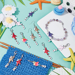 Кулон из сплава эмали в виде акулы с замком маркеры петель HJEW-AB00099