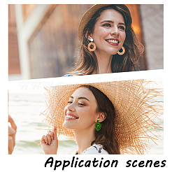 6 пара акриловых серег-гвоздиков в виде листьев монстеры и круглого кольца с железными штифтами&nbsp;EJEW-AN0001-17