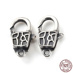 タイスターリングシルバーカニカン925個  スタンプ925個付き  アンティークシルバー  12.5x7.5x3.5mm  穴：1mm&nbsp;STER-D003-14AS