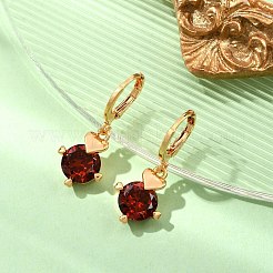 Серьги-кольца в форме сердца из латуни с микропаве из кубического циркония EJEW-D318-02KCG