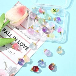 24шт 9 цвета стеклянные подвески GLAA-FS0002-43