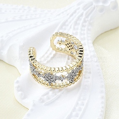 Латунные кольца-манжеты с микропаве и прозрачным цирконием для женщин RJEW-G347-11GP