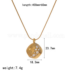 304ステンレススチール製マイクロパヴェクリアキュービックジルコニア幾何学模様ペンダントネックレス（女性用）  ゴールドカラー  ナゲット  15.75インチ（40cm）  ペンダント：23.7x18.3mm&nbsp;WG9703C-03