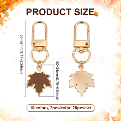 20 шт. подвеска из эмалевого сплава в виде кленового листа 10 цветов&nbsp;HJEW-PH02092