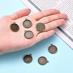 Flache runde Legierung Anhänger Fassungen&nbsp;PALLOY-N0088-35AB-NF