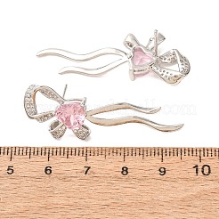 Aretes de latón con micro pavé de circonio cúbico para mujer&nbsp;KK-CBADFF4-05P