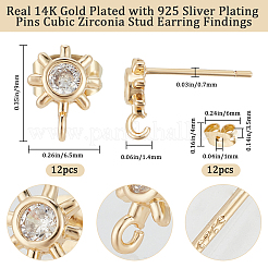 6 пара сережек-гвоздиков с покрытием из латуни с микропаве из кубического циркония KK-BBC0010-98