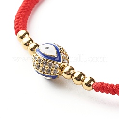 Braccialetto di perline intrecciate tonde con malocchio per ragazze donne&nbsp;BJEW-JB06974