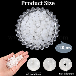 120 шт. круглые бусины из натурального белого нефрита&nbsp;G-PA0001-07B