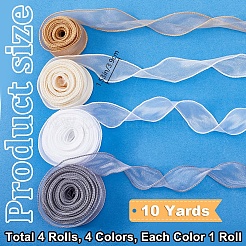 4 рулон 4-х цветной полиэстеровой шифоновой ленты DIY-CP0010-73