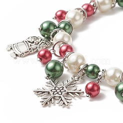 Эластичный браслет из бусин со стеклянным жемчугом BJEW-TA00250