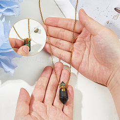 1 шт. натуральный флюорит ограненный шестиугольный призматический флакон духов подвеска ожерелье&nbsp;NJEW-FH0001-24