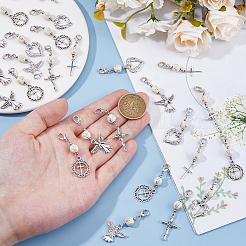 50 шт. 5 стиля крест акрил и сплав подвеска украшение&nbsp;HJEW-DC00016