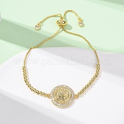 Латунные браслеты-слайдеры с микропаве из прозрачных кубических цирконий для женщин&nbsp;BJEW-G768-01G