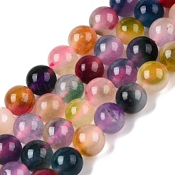 Окрашенные природные белый нефрит бисер пряди G-T138-8mm-210-19