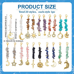 20 pz ciondolo decorativo con pietre preziose naturali e sintetiche&nbsp;HJEW-PH02094