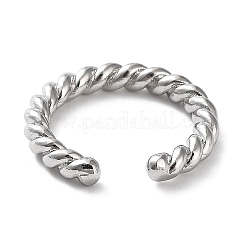 Anneaux de manchette ouverts en forme de corde torsadée en laiton plaqué en rack pour femmes&nbsp;RJEW-Q777-01P