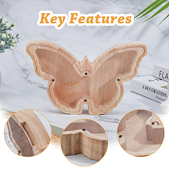 Деревянные банки для денег в виде бабочек для детей AJEW-WH0348-269