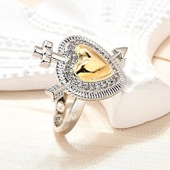 Кольца-манжеты в готическом стиле из латуни с микропаве из прозрачных кубических цирконий для женщин RJEW-U051-02D-GP