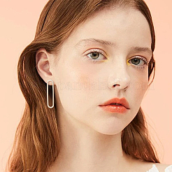 12 шт. латунная полая овальная фурнитура для сережек-гвоздиков KK-GO0001-71