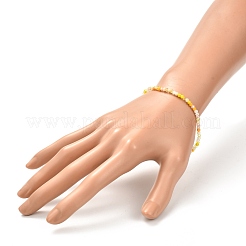 Граненые круглые стеклянные бусины эластичный браслет для девочек-подростков BJEW-JB07072-05