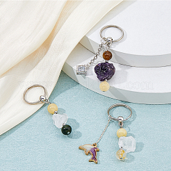 12шт натуральный драгоценный камень брелок KEYC-FH00022