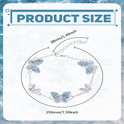 1шт сплав горный хрусталь бабочка звено цепи браслеты для женщин&nbsp;BJEW-LP0002-39