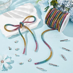 7.1 yarda de cordón redondo de caucho sintético con rhinestone de vidrio&nbsp;DIY-GF0013-74B
