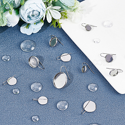 40 шт. 5 стиля плоских круглых сережек из нержавеющей стали 304 с крючками&nbsp;STAS-UN0026-16