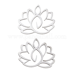 透かし細工の304ステンレススチール製ペンダント  レーザー切断  蓮の花のチャーム  プラチナ  23x28x1mm  穴：3x4.5mm&nbsp;SA-CBA404E-07P