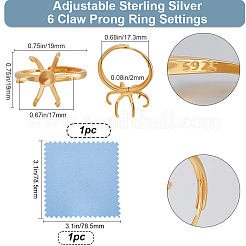 1 шт регулируемая фурнитура для кольца из стерлингового серебра STER-BBC0006-90