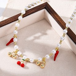 Ожерелья из латунных бусин с микропаве из прозрачного кубического циркония NJEW-Z059-04G-05