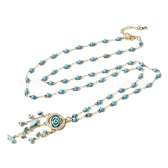 Boho-Halsketten mit Anhänger aus Messingharz&nbsp;NJEW-L014-03G