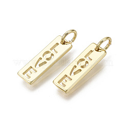 真鍮チャーム  丸カン付き  ニッケルフリー  単語の愛の長方形  18KGP本金メッキ  16x5x1.5mm  穴：3mm&nbsp;LS-KK-R133-049G-NF