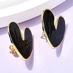 Серьги-гвоздики Heart 201 из нержавеющей стали с эмалью EJEW-Z151-12G-02