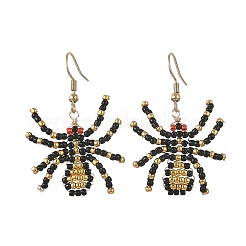 Orecchini pendenti di Halloween con perline di vetro.&nbsp;EJEW-MZ00769-04