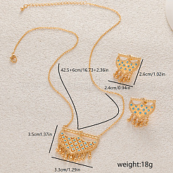 Элегантный комплект из серег и ожерелий в ближневосточном стиле из латуни с микропаве из кубических цирконий для женщин CH1454