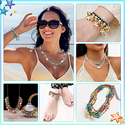 DIY-Sets zur Herstellung von Halsketten/Armbändern aus synthetischem Türkis und Kauri-Muschel&nbsp;DIY-PH0023-73