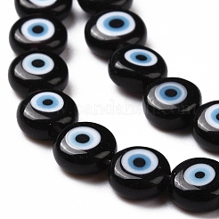 Handmade bösen Blick lampwork flache runde Perle Stränge&nbsp;LAMP-L058-6mm-18