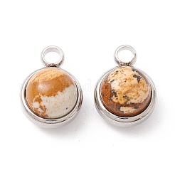 Breloques de jaspe image naturelle&nbsp;G-K325-01P-06