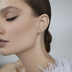 Комплекты из круглых серег-гвоздиков и ожерелий с имитацией жемчуга из стерлингового серебра SP9186-4