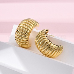 Серьги-гвоздики в форме буквы С из латуни&nbsp;EJEW-R025-35G