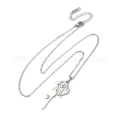Halsketten mit Rosenblütenanhänger aus Edelstahl 304&nbsp;NJEW-K308-05C-P